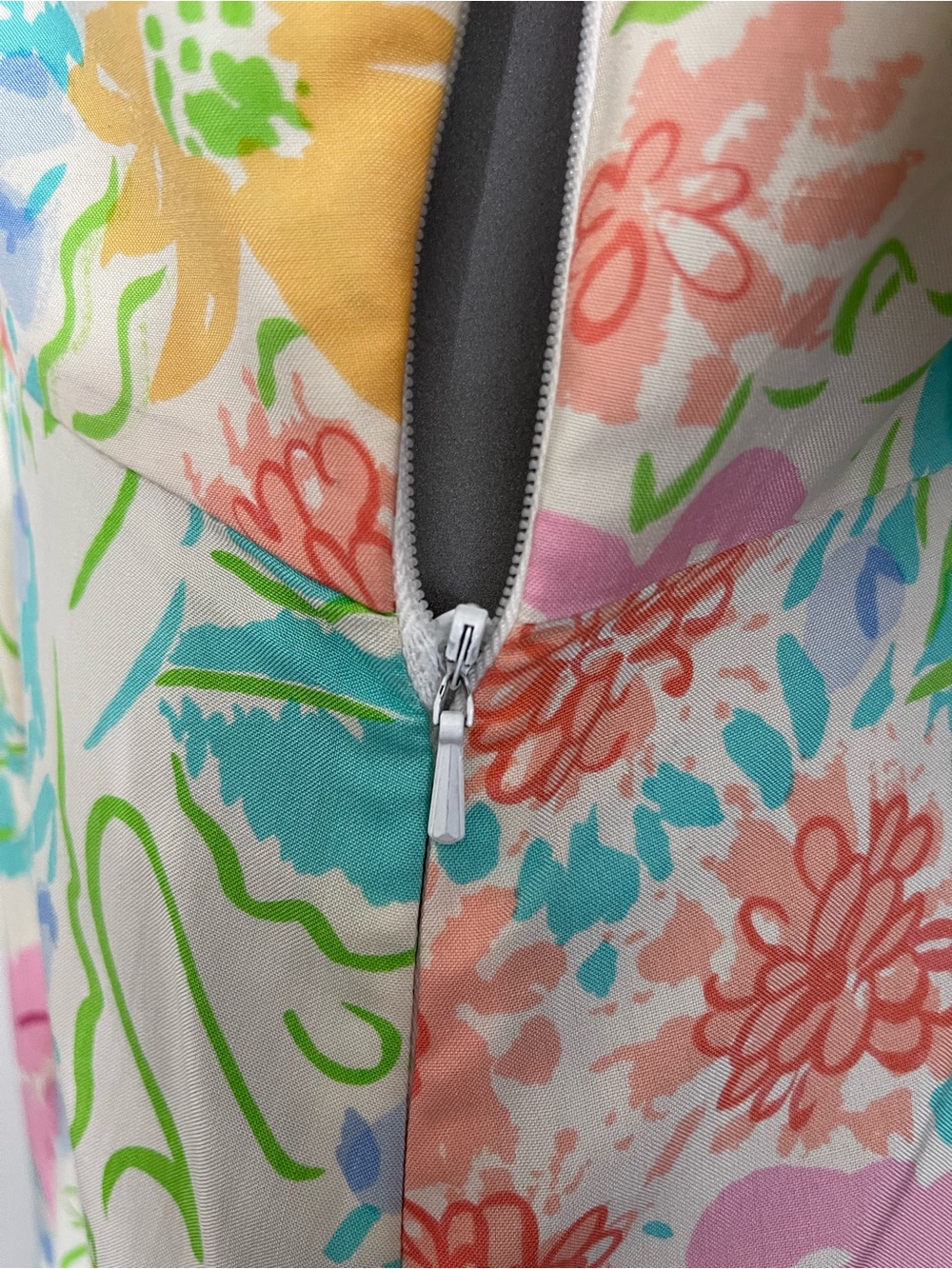 Jerry Regenbogen Dress 14 100% Pure Silk White Midi Floral Watercolor 80’s 90’s - Picture 12 of 16